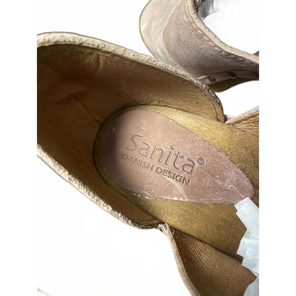 Sanita Clogs Danish Women's 35 Pink Suede Mules Wooden Heels - Picture 2 of 7